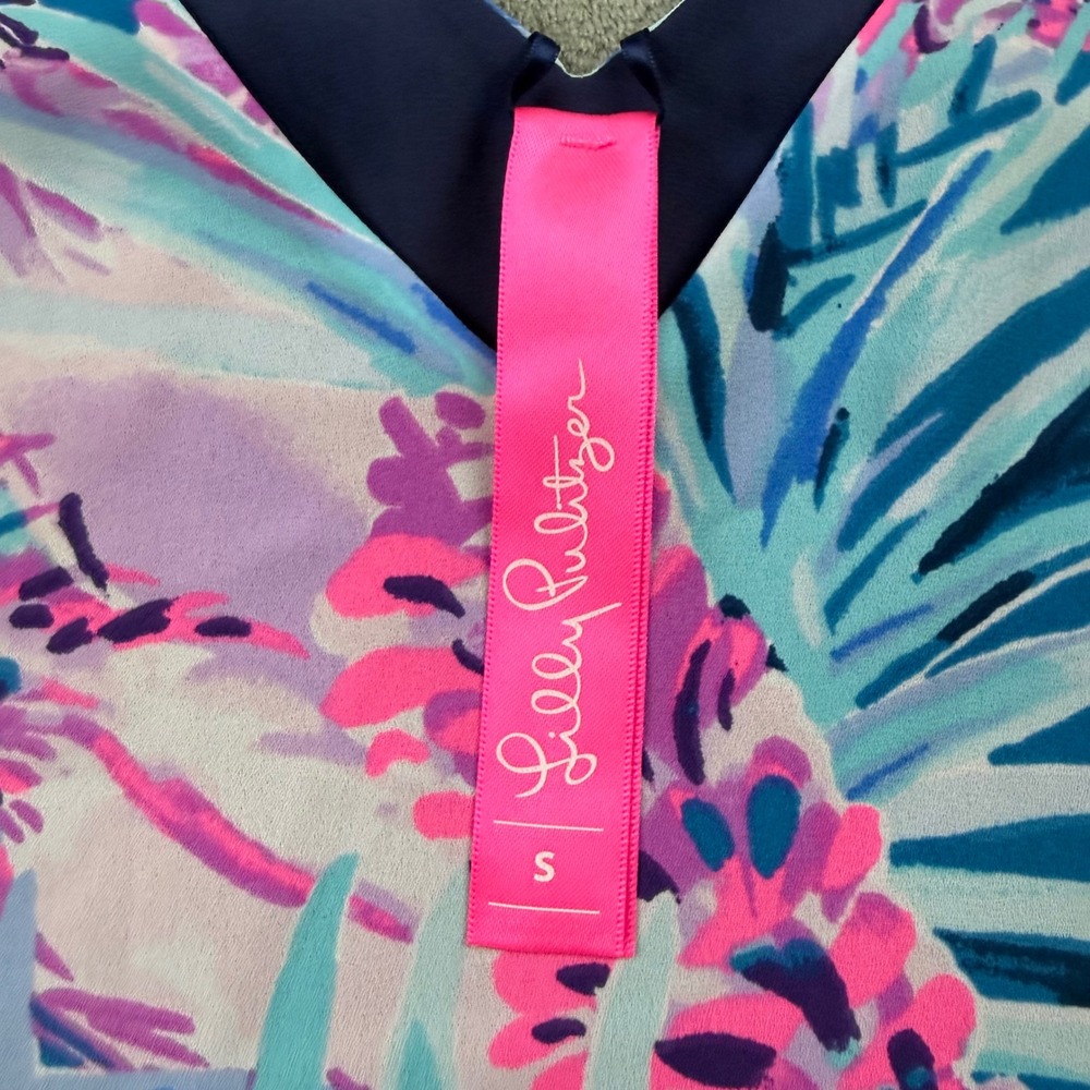 Lilly Pulitzer Florin‎ Reversible Tank Top Womens Small Navy Blue Pink Excellent - Picture 4 of 8